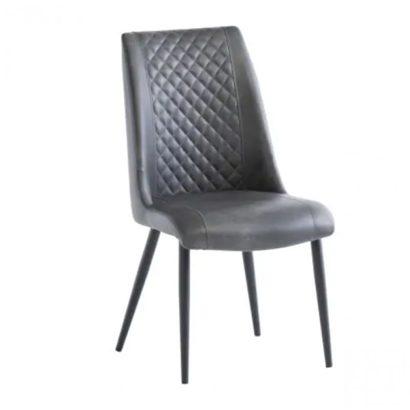 WOF Amber Grey Pu/Black Leg Dining Chair